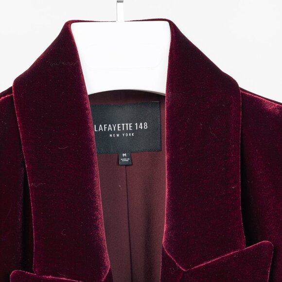 Lafayette 148 Valon Burgundy Velvet Open-Front Blazer - Picture 6 of 8